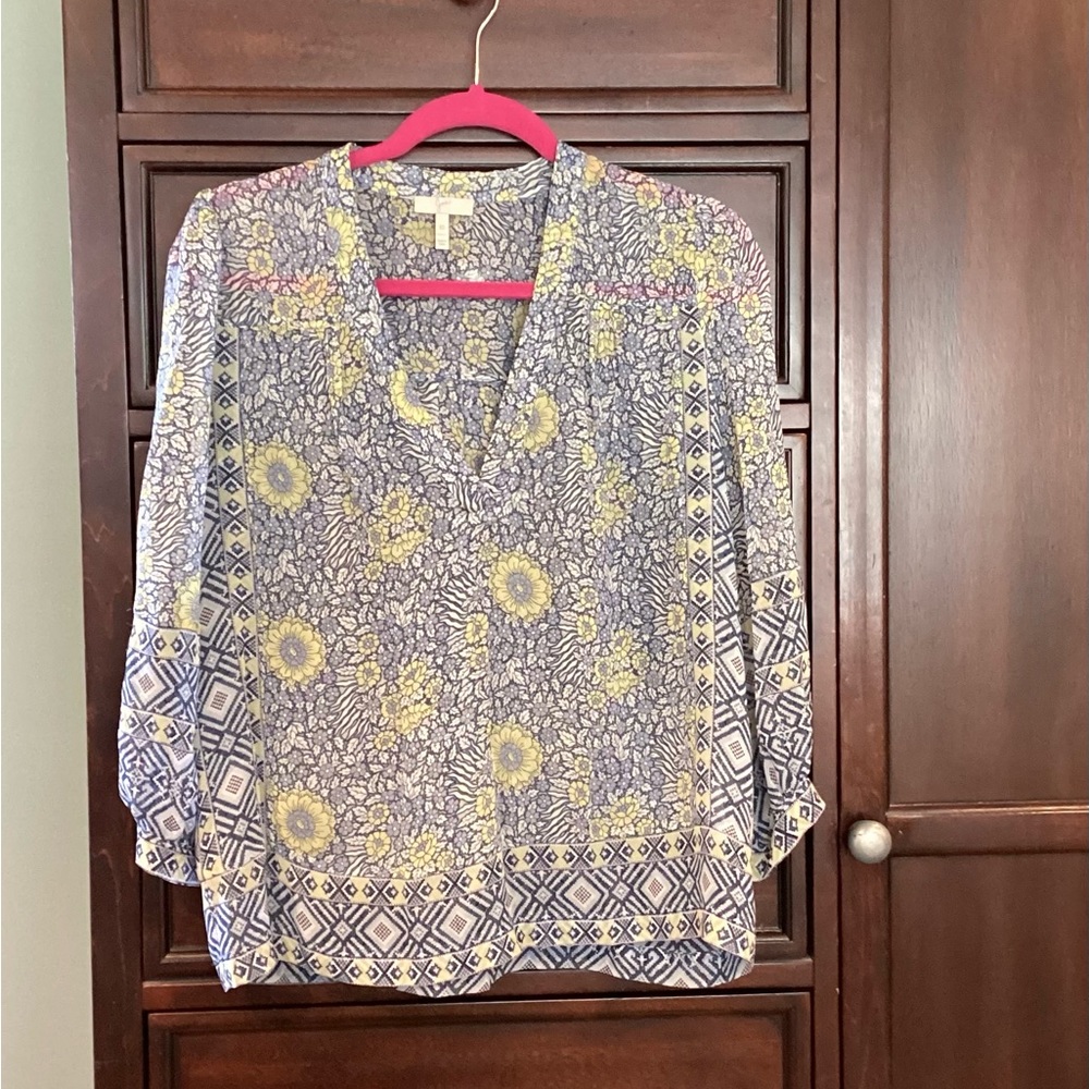 Joie Voile Silk Peasant Blouse EUC Sheer flowy